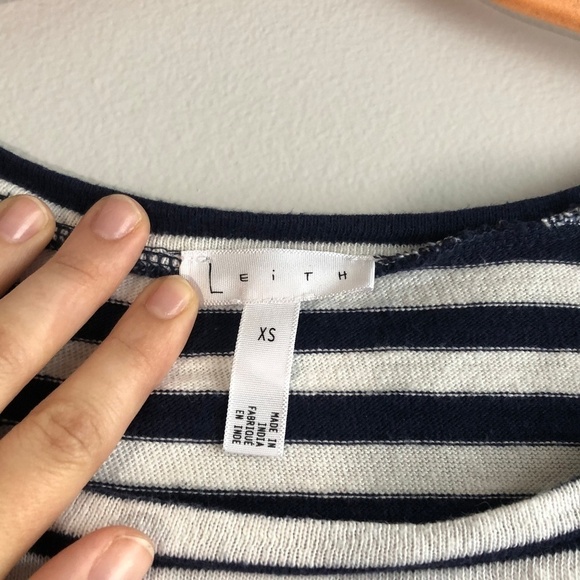 Leith Navy & White Nautical Striped Knit Top, XS - Picture 3 of 8